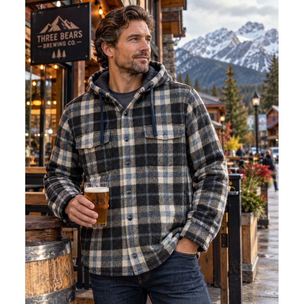 prAna Asgard Jacket Mens S Wool Plaid Hooded Insulated Flannel Shacket
